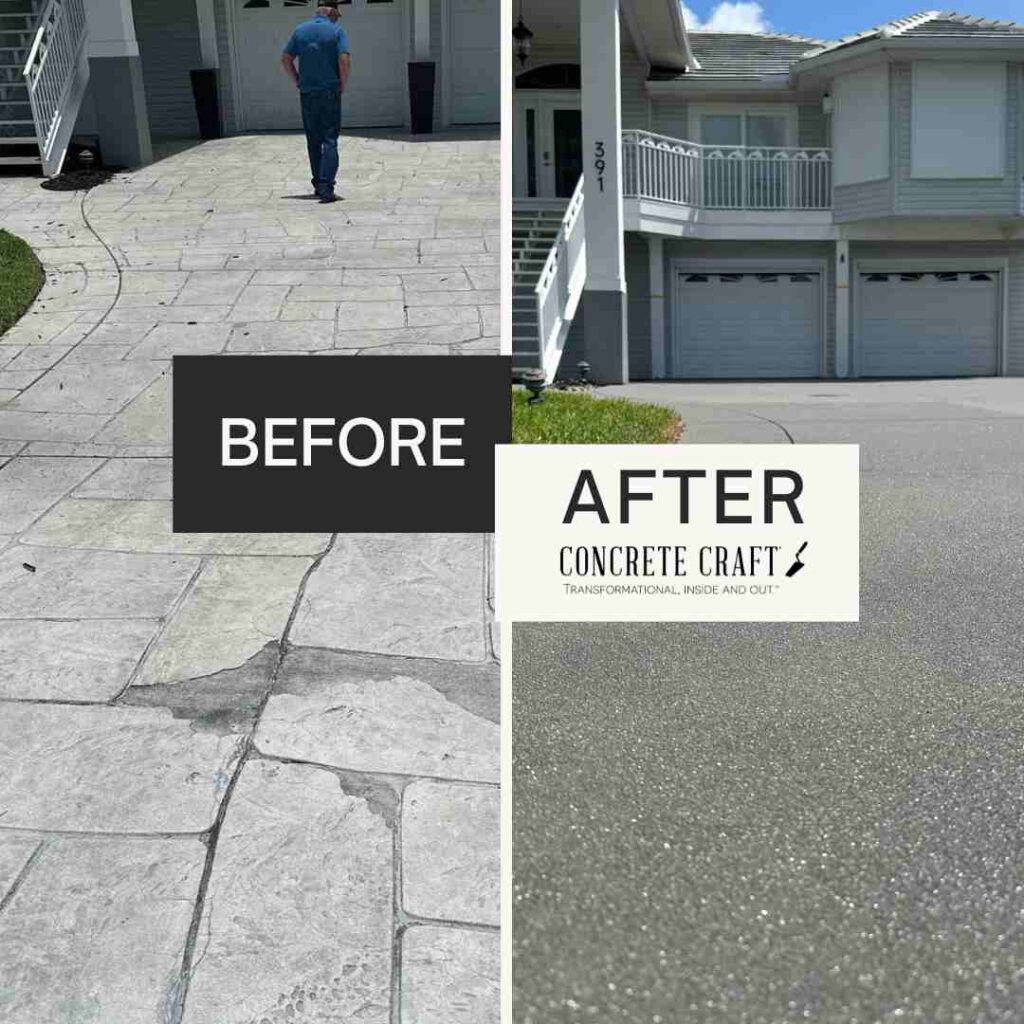 concrete resurfacing before & after concrete driveway resurfacing